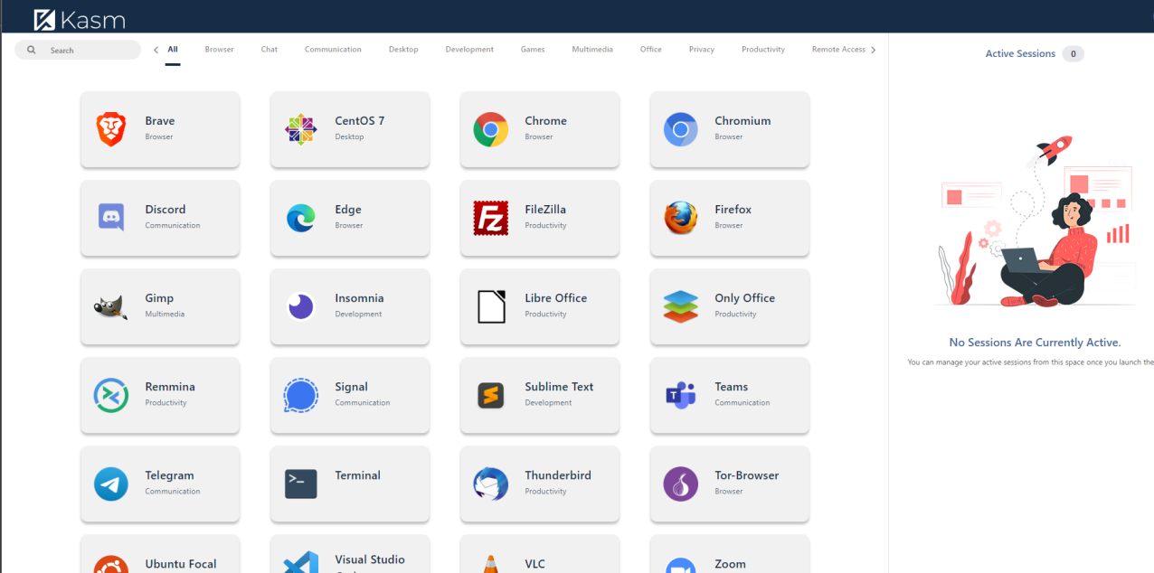 Kasm User Interface